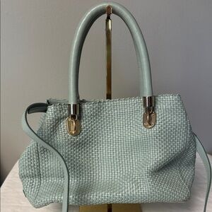 Cole Haan Woven Leather Satchel in Light Mint Seafoam